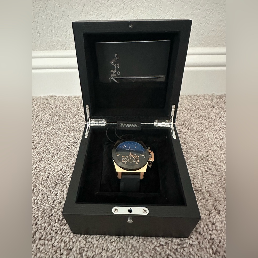Brand New Brera Black & Rose Gold Men’s Watch in Display Box; original paperwork